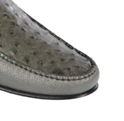 Lombardy - Genuine Ostrich Quill & Leather Loafer - Grey -Suit Discount Store LMB ZLA040309 4 58333.1597947603