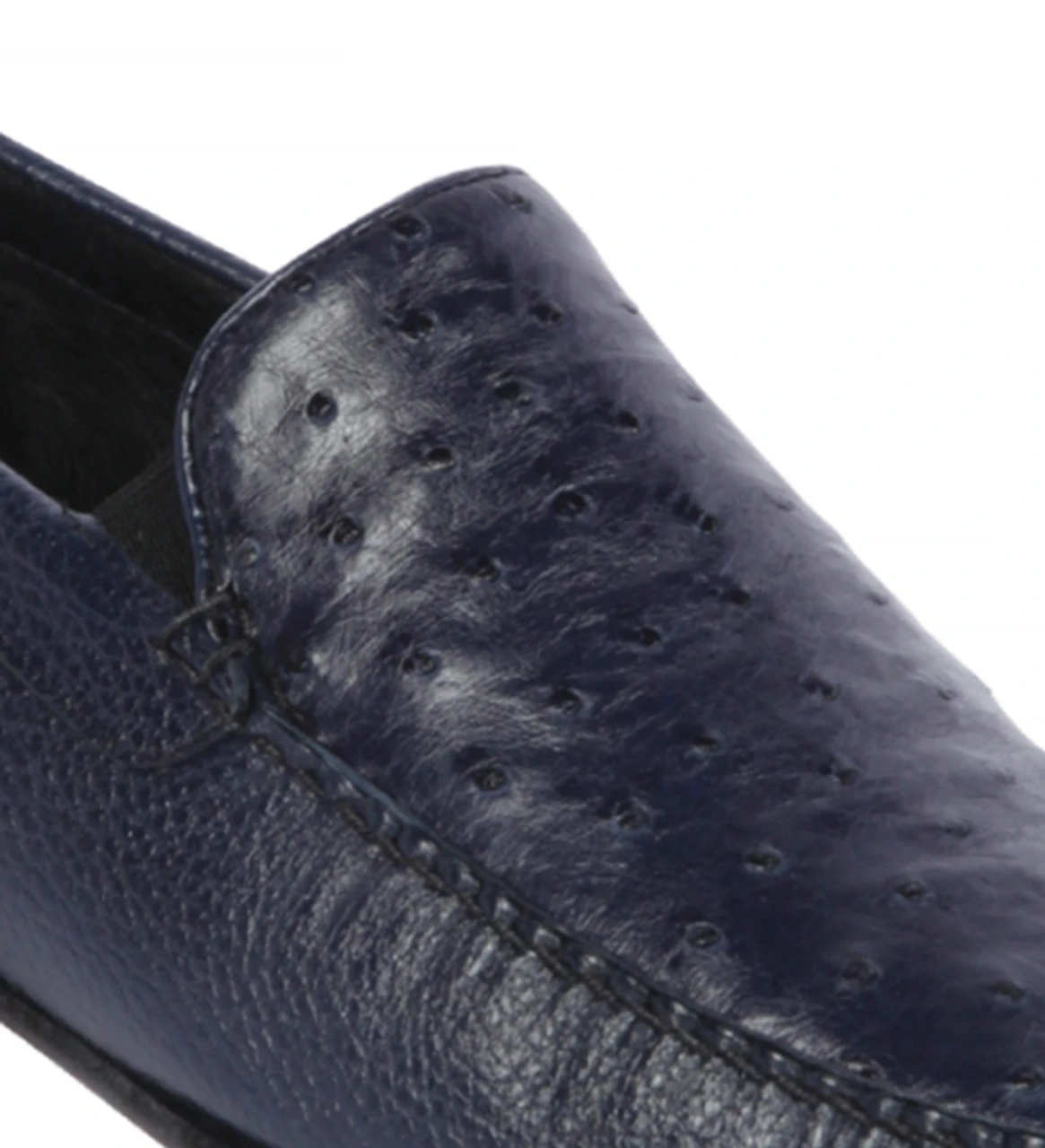 Lombardy - Genuine Ostrich Quill & Leather Loafer - Navy Blue 2 Lombardy - Genuine Ostrich Quill & Leather Loafer - Navy Blue - Image 2