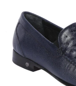 Lombardy - Genuine Ostrich Quill & Leather Loafer - Navy Blue 6 Lombardy - Genuine Ostrich Quill & Leather Loafer - Navy Blue -Suit Discount Store LMB ZLA040310 3 87734.1597945331