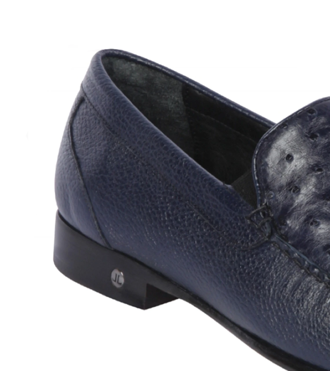 Lombardy - Genuine Ostrich Quill & Leather Loafer - Navy Blue 3 Lombardy - Genuine Ostrich Quill & Leather Loafer - Navy Blue - Image 3