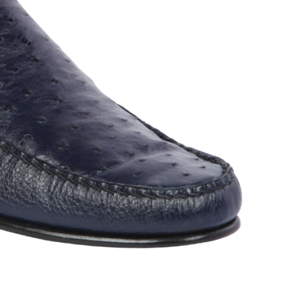 Lombardy - Genuine Ostrich Quill & Leather Loafer - Navy Blue 4 Lombardy - Genuine Ostrich Quill & Leather Loafer - Navy Blue - Image 4