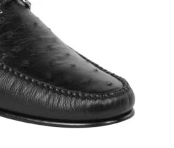 Lombardy - Genuine Ostrich Quill & Leather Horsebit Loafer - Black -Suit Discount Store LMB ZLA050305 3 63651.1597965275