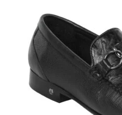 Lombardy - Genuine Ostrich Quill & Leather Horsebit Loafer - Black -Suit Discount Store LMB ZLA050305 4 12142.1597965275