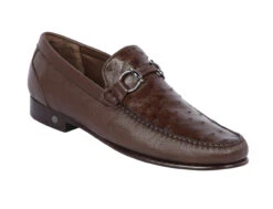 Lombardy - Genuine Ostrich Quill & Leather Horsebit Loafer - Brown