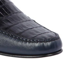 Lombardy - Genuine Caiman Croc Belly & Leather Horsebit Loafer - Navy -Suit Discount Store LMB ZLA058210 3 26809.1597989360