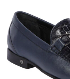 Lombardy - Genuine Caiman Croc Belly & Leather Horsebit Loafer - Navy -Suit Discount Store LMB ZLA058210 4 12430.1597989360