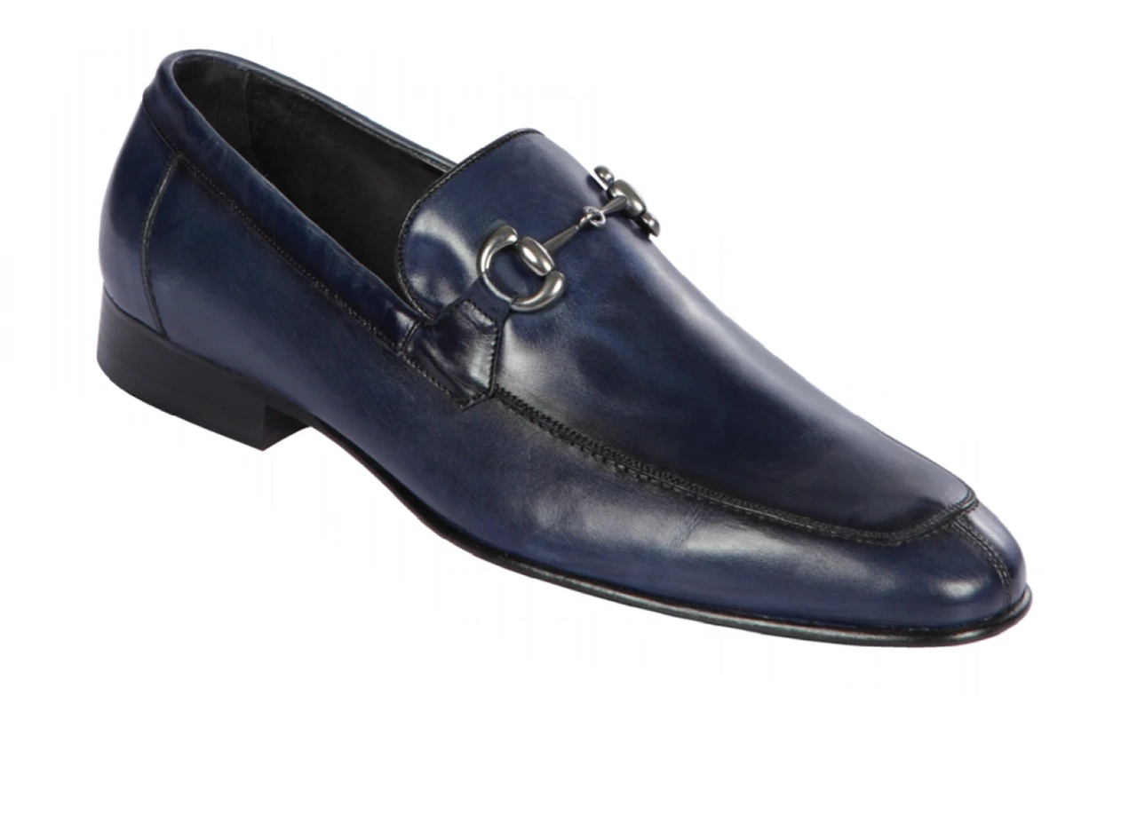 Lombardy - Genuine Calf Leather Horsebit Dress Loafer - Navy 1 Lombardy - Genuine Calf Leather Horsebit Dress Loafer - Navy