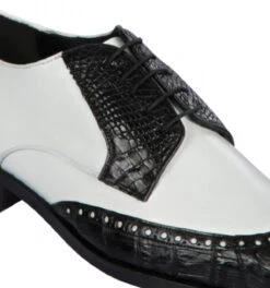 Lombardy - Genuine Caiman Belly Wingtip Dress Shoe - Black & White -Suit Discount Store LMB ZLM018255 2 01898.1598057923