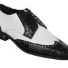 Lombardy - Genuine Caiman Belly Wingtip Dress Shoe - Black & White