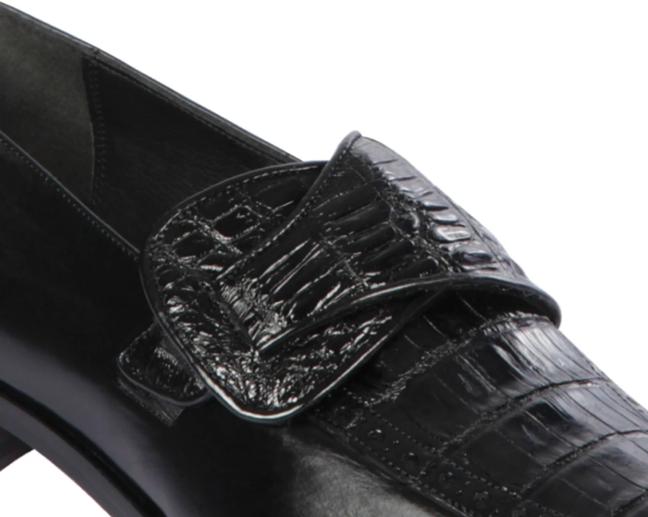 Lombardy - Genuine Caiman Belly Dress Loafer With Side Loop- Black 2 Lombardy - Genuine Caiman Belly Dress Loafer With Side Loop- Black - Image 2