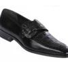 Lombardy - Genuine Caiman Belly Dress Loafer With Side Loop- Black