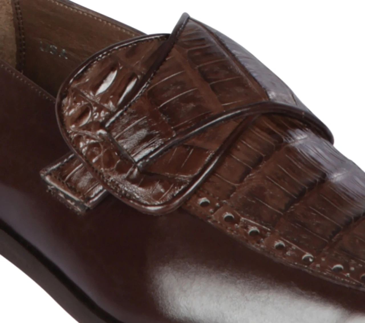 Lombardy - Genuine Caiman Belly Dress Loafer With Side Loop- Brown 2 Lombardy - Genuine Caiman Belly Dress Loafer With Side Loop- Brown - Image 2
