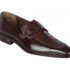 Lombardy - Genuine Caiman Belly Dress Loafer With Side Loop- Brown