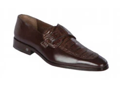Lombardy - Genuine Caiman Belly Dress Loafer With Side Loop- Brown