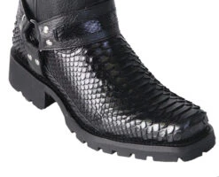 Los Altos Genuine Black Python Tall Biker Boot -Suit Discount Store LSA 55T5705 2 16374.1611953704