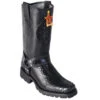 Los Altos Genuine Black Python Tall Biker Boot
