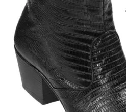 Los Altos Genuine Teju Lizard Charro Heel Ankle Boot - Black -Suit Discount Store LSA 630705 3 91880.1610656854