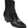 Los Altos Genuine Teju Lizard Charro Heel Ankle Boot - Black