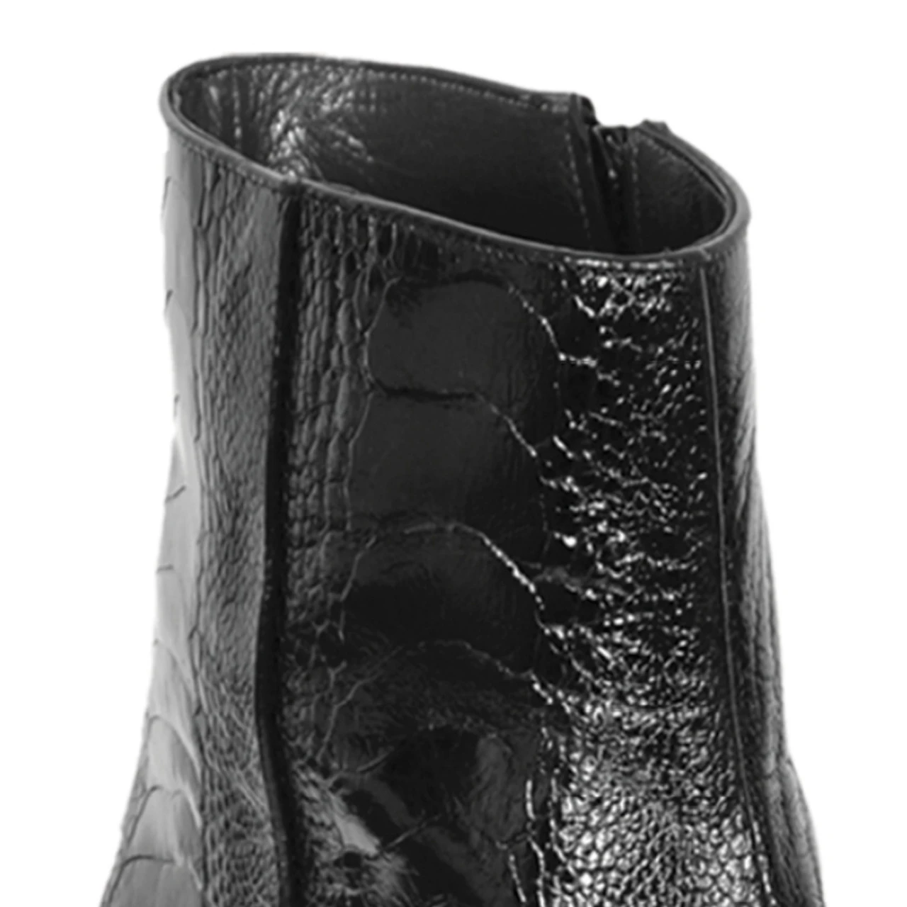 Los Altos Genuine Ostrich Leg Charro Heel Ankle Boot - Black 3 Los Altos Genuine Ostrich Leg Charro Heel Ankle Boot - Black - Image 3