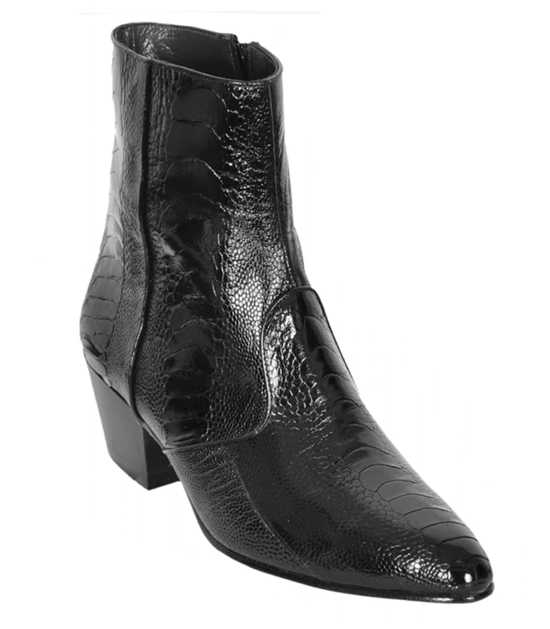 Los Altos Genuine Ostrich Leg Charro Heel Ankle Boot - Black 1 Los Altos Genuine Ostrich Leg Charro Heel Ankle Boot - Black