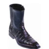 Los Altos Genuine Caiman Belly Side Zipper Ankle Boot - Black Cherry