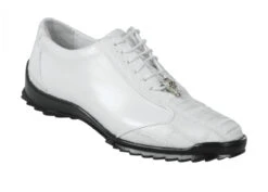 Los Altos Genuine Ostrich Leg Patch Design White Sneaker