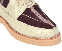 Los Altos Bone & Burgundy Genuine Ostrich Quill & Stingray Casual Ankle Boot -Suit Discount Store LSA ZA1011 06 2 51768.1612037608