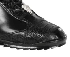 Los Altos Genuine Ostrich Leg Patch Design Black Sneaker -Suit Discount Store LSA ZC091905 3 84230.1598131929