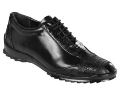 Los Altos Genuine Ostrich Leg Patch Design Black Sneaker