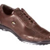 Los Altos Genuine Caiman Croc Patch Design Brown Sneaker