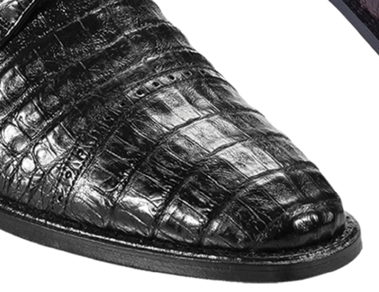 Los Altos Genuine Caiman Belly Cap Toe Dress Shoe - Black 2 Los Altos Genuine Caiman Belly Cap Toe Dress Shoe - Black - Image 2