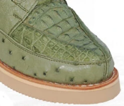 Los Altos Genuine Caiman & Ostrich Quill Casual Ankle Boot - Green -Suit Discount Store LSAL ZA0502 48 2 76986.1612043634