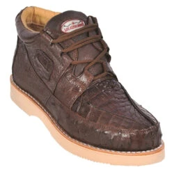 Los Altos Genuine Caiman & Ostrich Quill Casual Ankle Boot - Brown