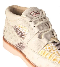 Los Altos Genuine Caiman & Ostrich Quill Casual Ankle Boot - Natural -Suit Discount Store LSAL ZA050249 2 95626.1612134322