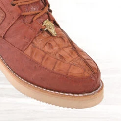 Los Altos Genuine Caiman & Ostrich Casual Ankle Boot - Cognac -Suit Discount Store LSAL ZA052803 3 50112.1612207885