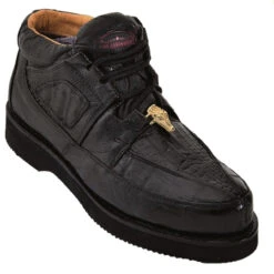 Los Altos Genuine Caiman & Ostrich Casual Ankle Boot - Black