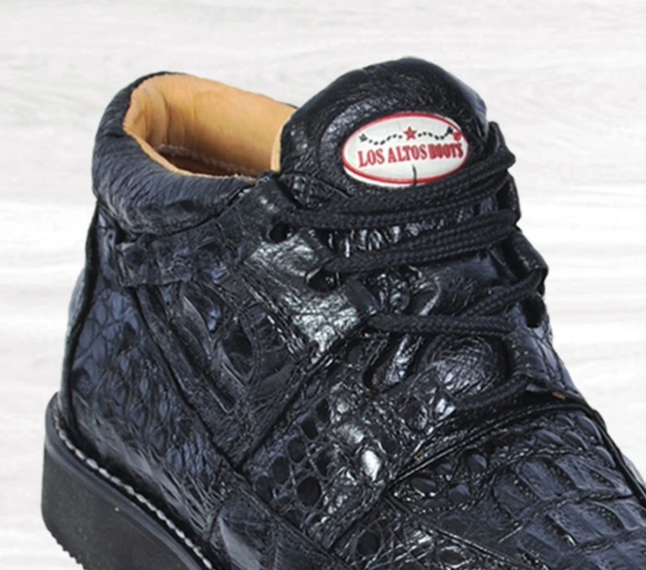 Los Altos Genuine Caiman Casual Ankle Boot - Black 2 Los Altos Genuine Caiman Casual Ankle Boot - Black - Image 2