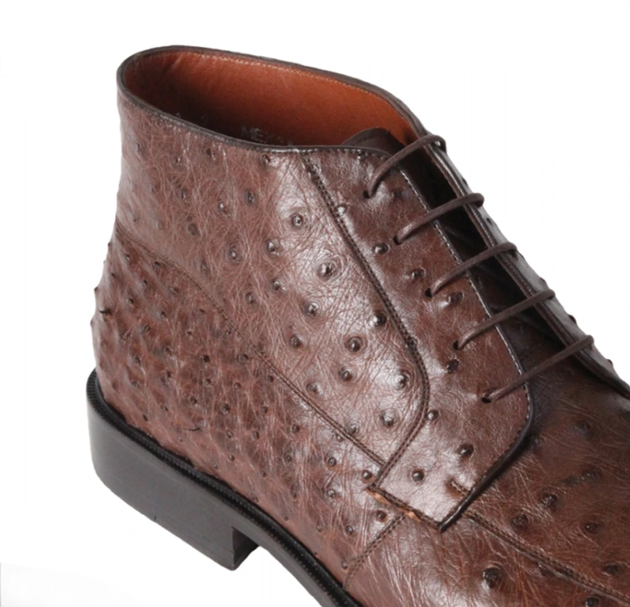 Los Altos Genuine Ostrich Quill Ankle Boot - Brown 3 Los Altos Genuine Ostrich Quill Ankle Boot - Brown - Image 3
