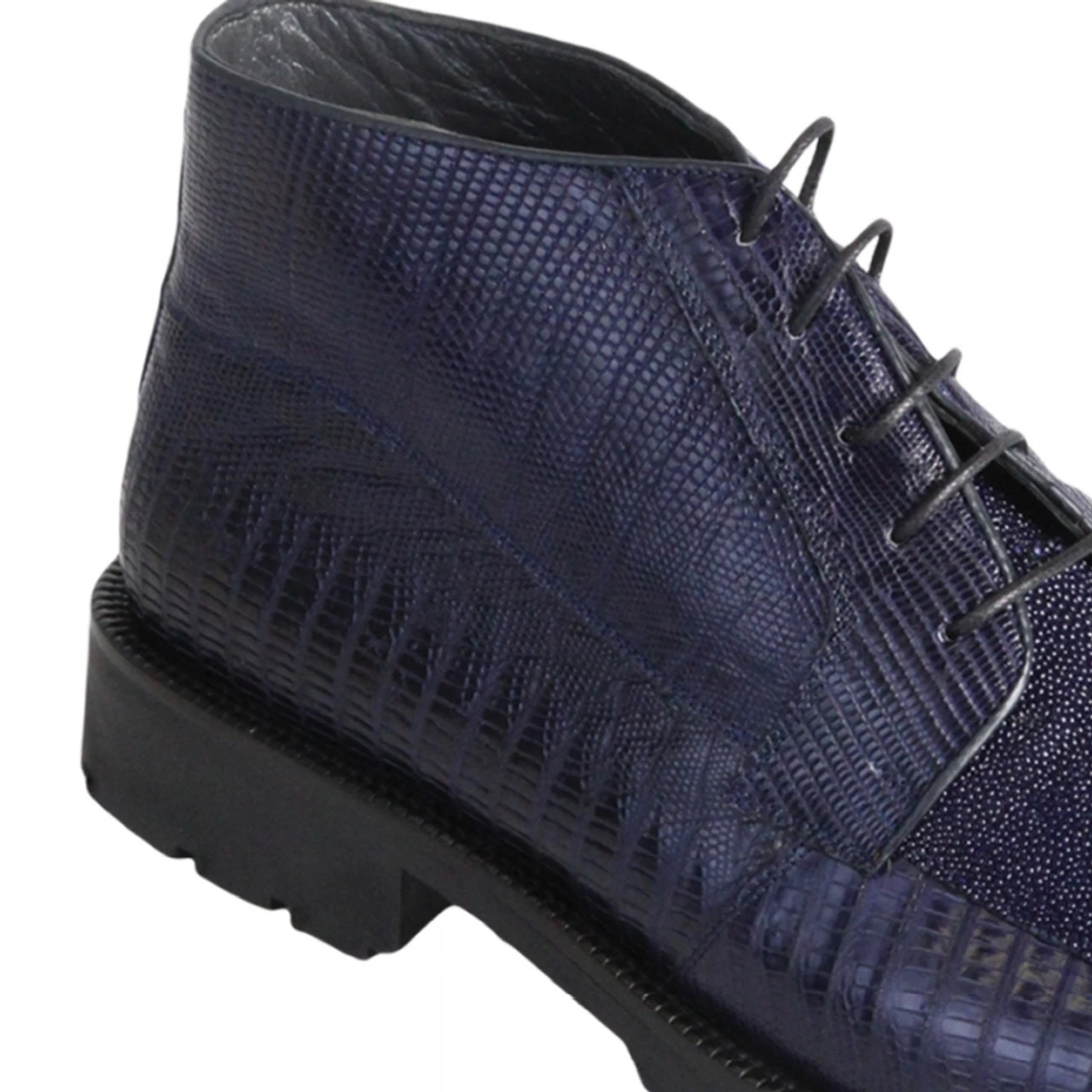 Los Altos Genuine Stingray & Teju Lizard Ankle Boot - Navy Blue 2 Los Altos Genuine Stingray & Teju Lizard Ankle Boot - Navy Blue - Image 2