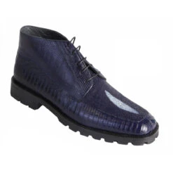 Los Altos Genuine Stingray & Teju Lizard Ankle Boot - Navy Blue
