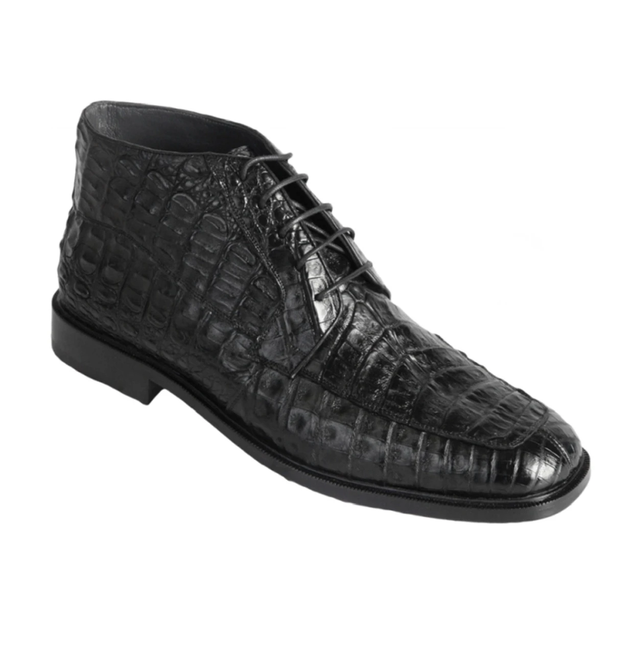 Los Altos Genuine Caiman Belly Ankle Boot - Black