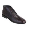 Los Altos Genuine Caiman Belly Ankle Boot - Black Cherry