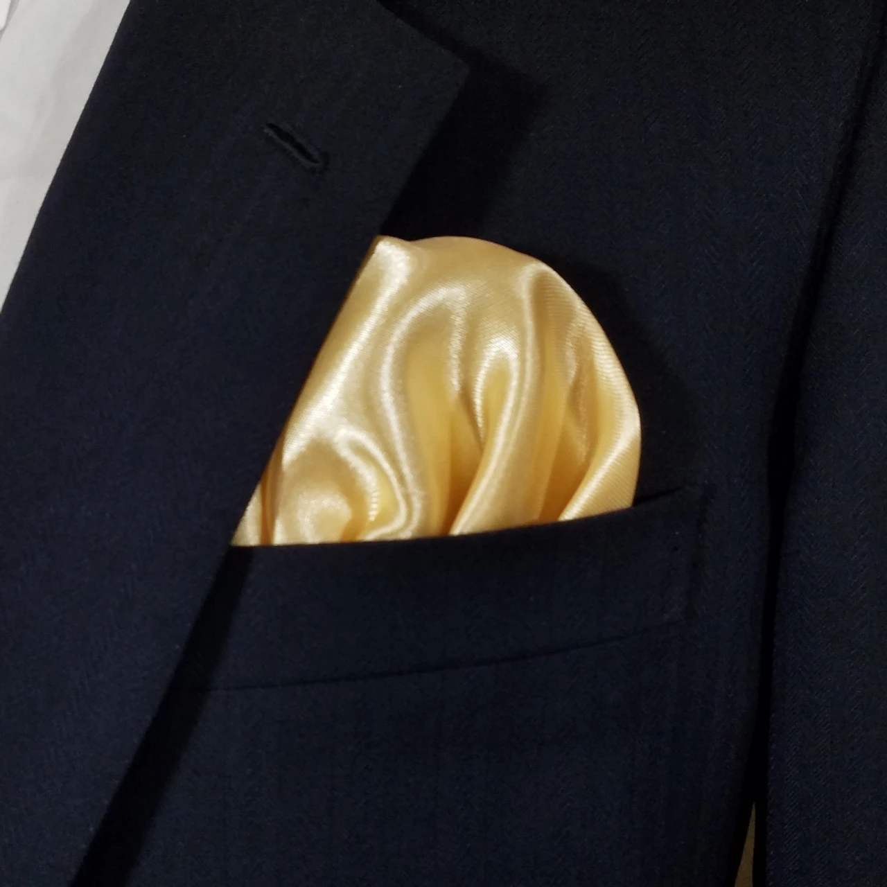 Light Gold Satin Pre-Folded Pocket Square Insert 1 Light Gold Satin Pre-Folded Pocket Square Insert