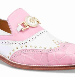 Mauri Pink & White Genuine Alligator Wing Tip Loafer Shoe 8 Mauri Pink & White Genuine Alligator Wing Tip Loafer Shoe -Suit Discount Store MRI SH 3092 P WH 3 27676.1668362754
