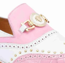 Mauri Pink & White Genuine Alligator Wing Tip Loafer Shoe 7 Mauri Pink & White Genuine Alligator Wing Tip Loafer Shoe -Suit Discount Store MRI SH 3092 P WH 5 33080.1668362754