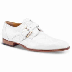 Mauri White Genuine Alligator Monk Buckle Dress Shoe