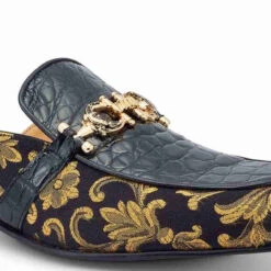 Mauri Genuine Alligator & Fabric Black Sandal - Mule Shoe -Suit Discount Store MRI SH 4976 B 2 29049.1668370670