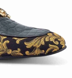 Mauri Genuine Alligator & Fabric Black Sandal - Mule Shoe -Suit Discount Store MRI SH 4976 B 3 25271.1668370670