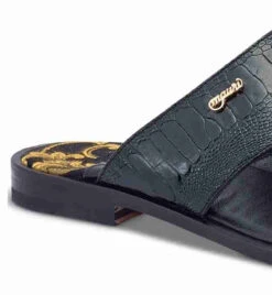 Mauri Black Genuine Ostrich Leg With Jacquard Fabric Sandal -Suit Discount Store MRI SH 5140 B 2 54375.1668369449