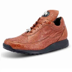 Mauri Genuine 100% Alligator Italian Sneaker - Cognac